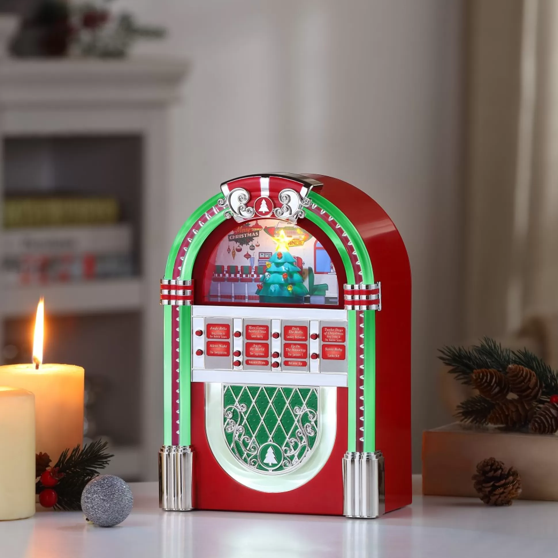 Cheap Mr. Christmas 10.3" Retro Rock-O-Rama Jukebox - Red