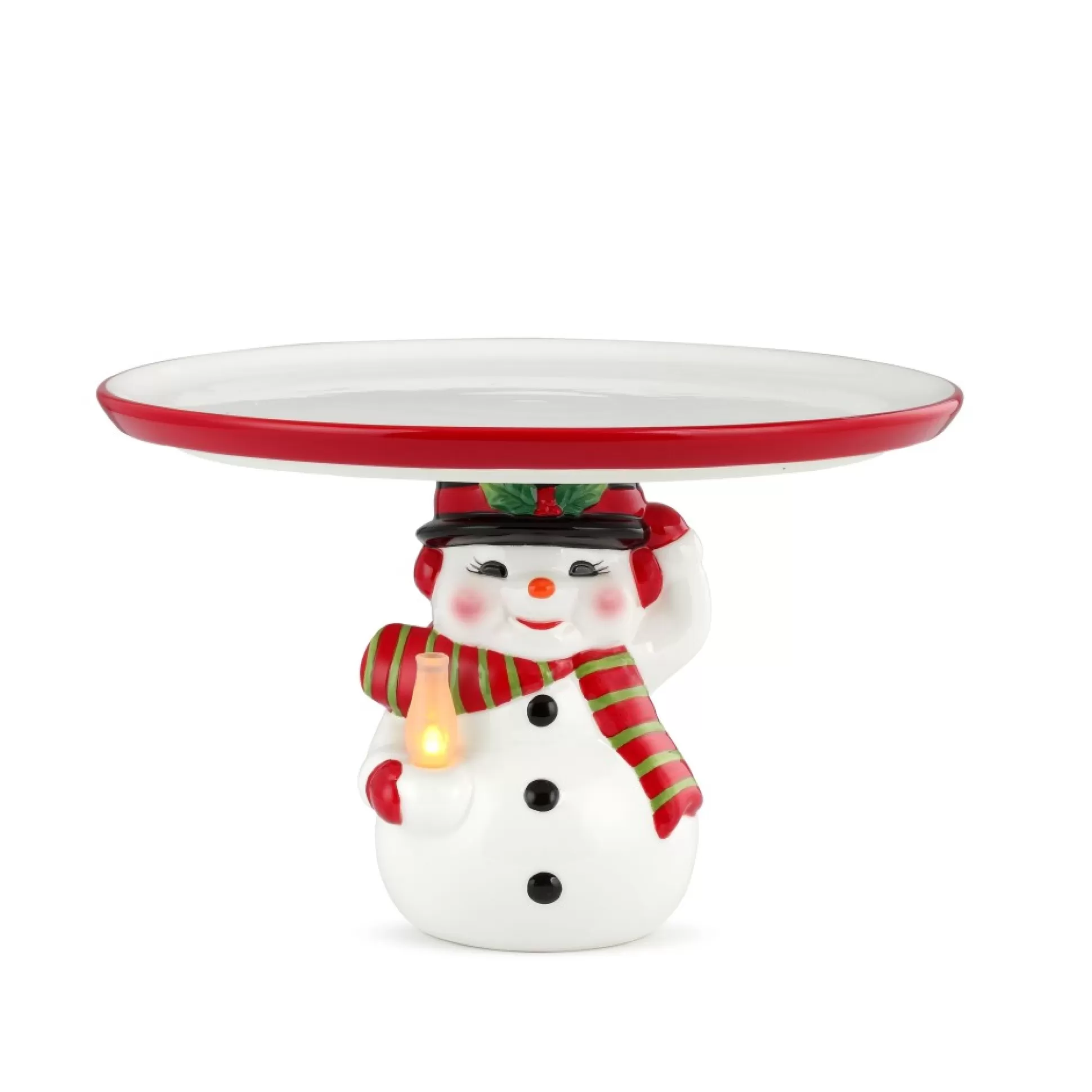 Clearance Mr. Christmas 10" Nostalgic Ceramic Cake Plate - Snowman