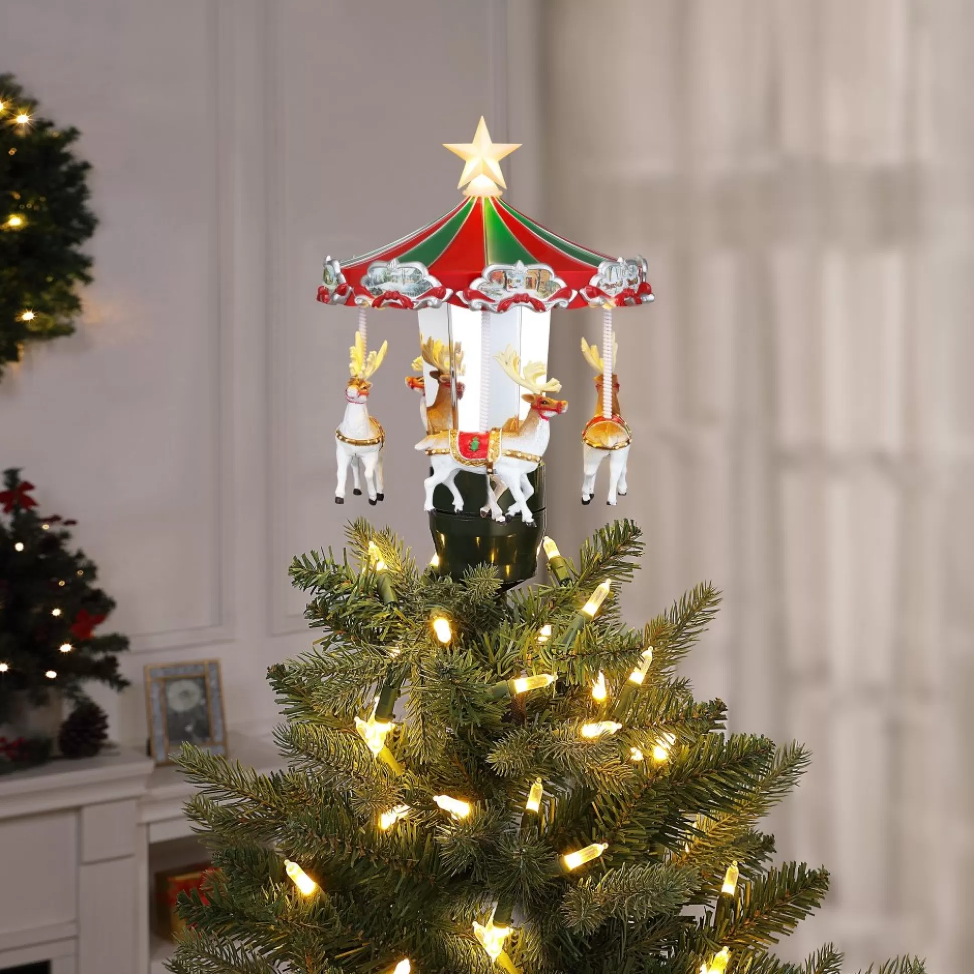 Best Mr. Christmas 11" Animated Carousel Tree Topper