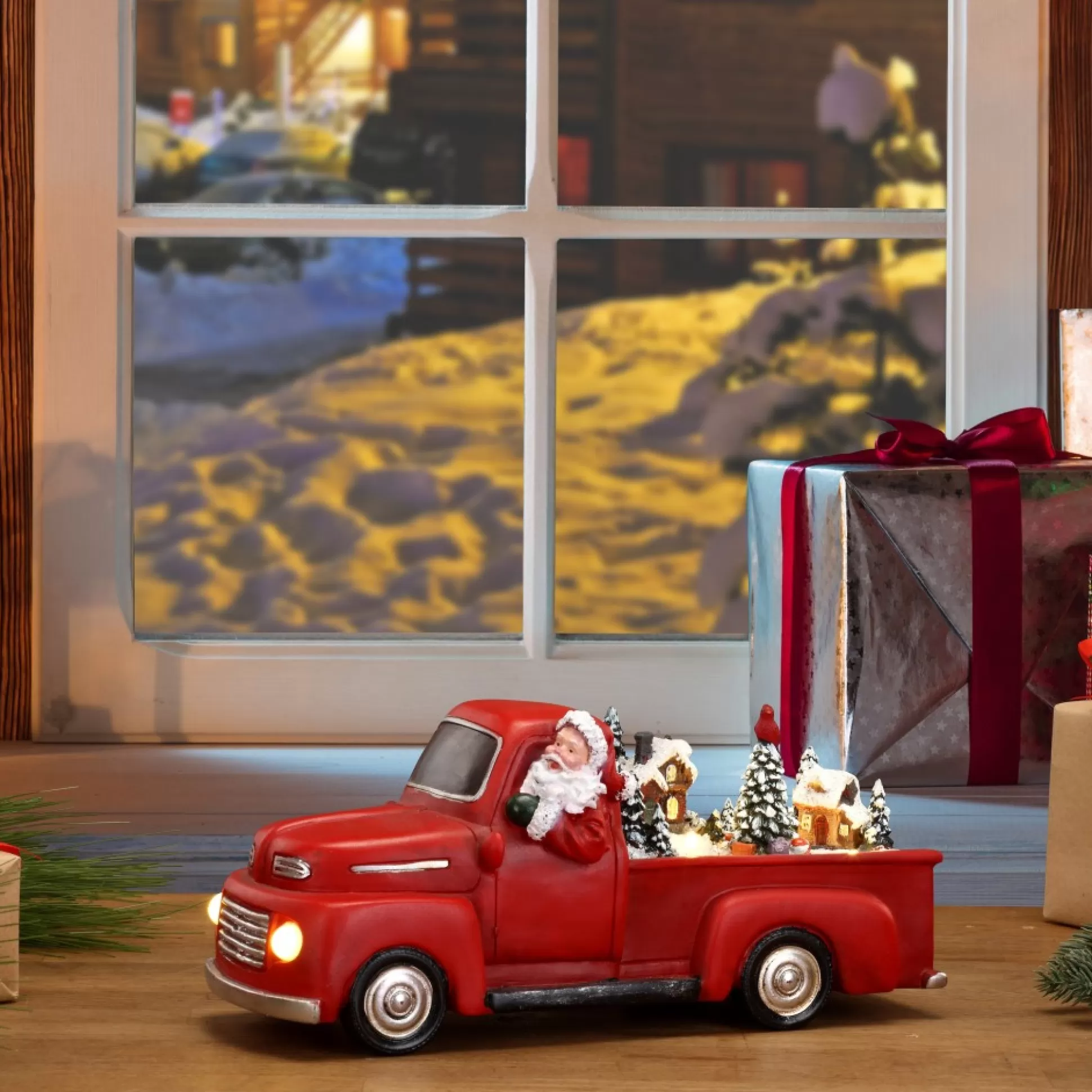 Fashion Mr. Christmas 11" Animated Nostalgic Red Truck - White Santa