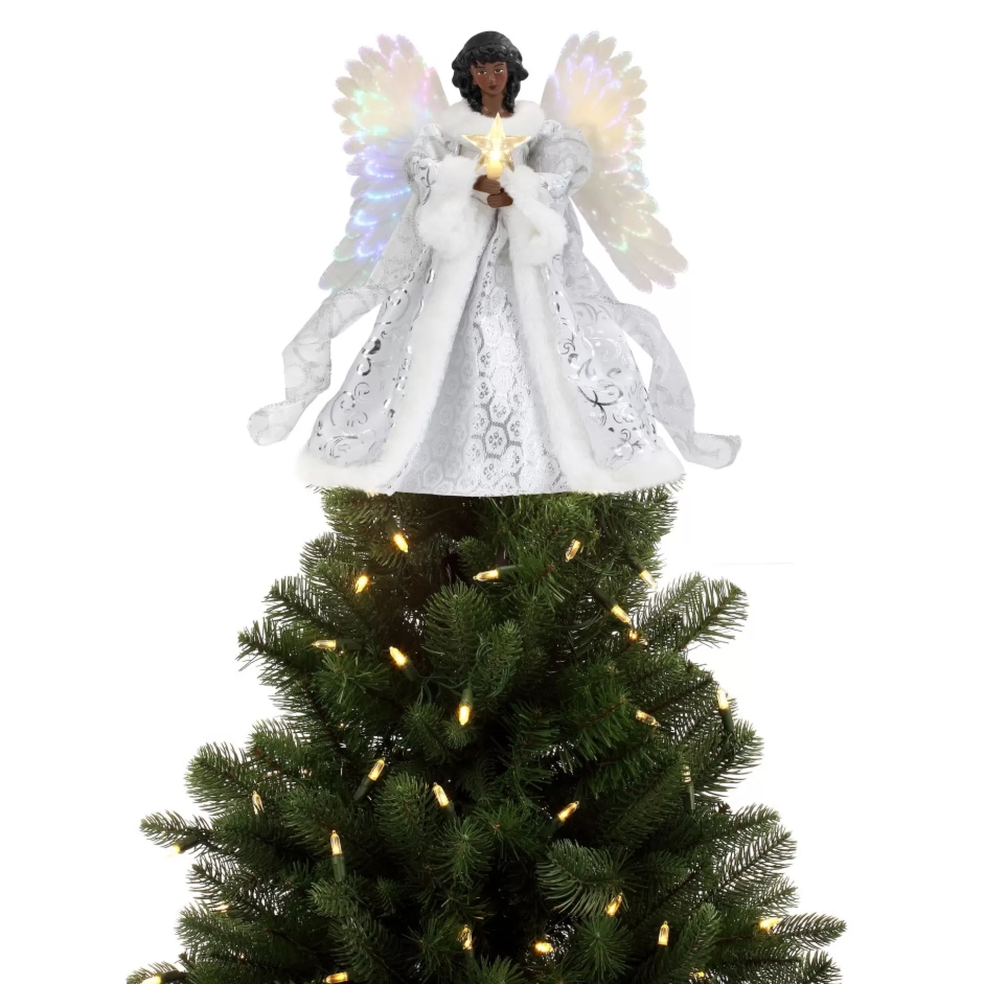 Cheap Mr. Christmas 12" Fiber Optic Animated Tree Topper - Black Angel