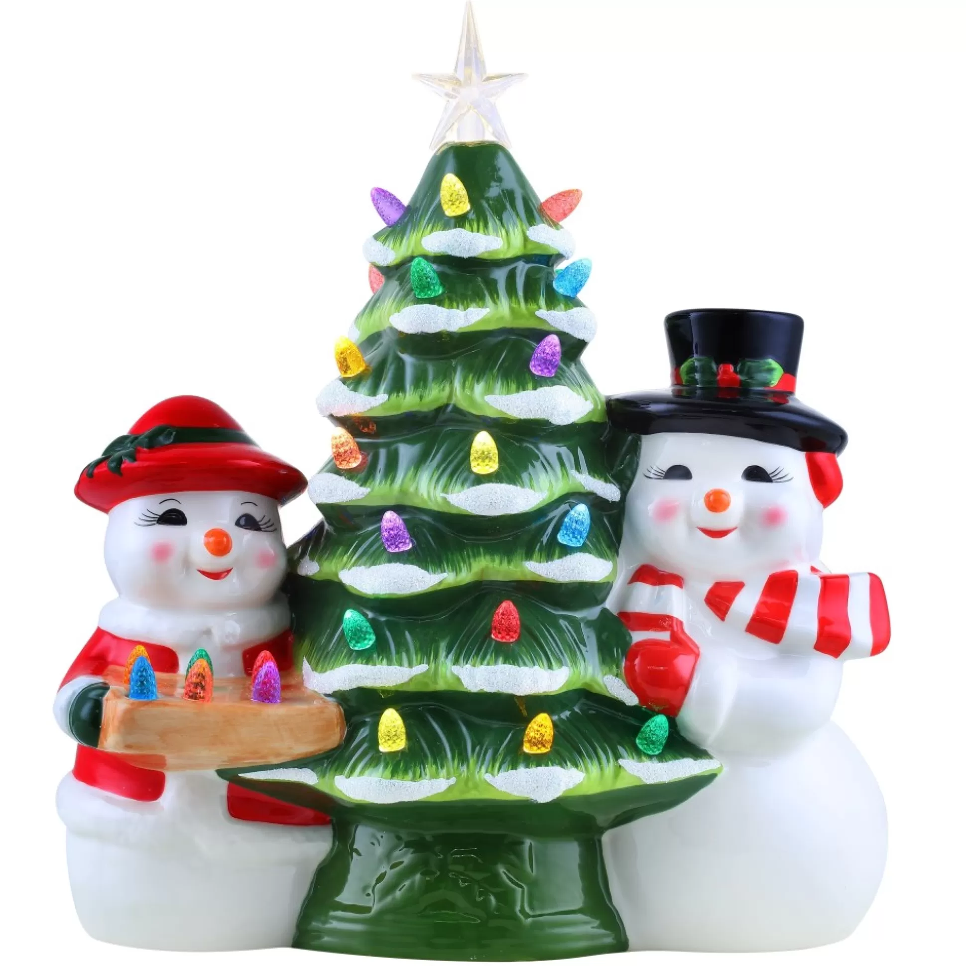 Best Sale Mr. Christmas 12" Mr & Mrs Snowman Nostalgic Ceramic Tree