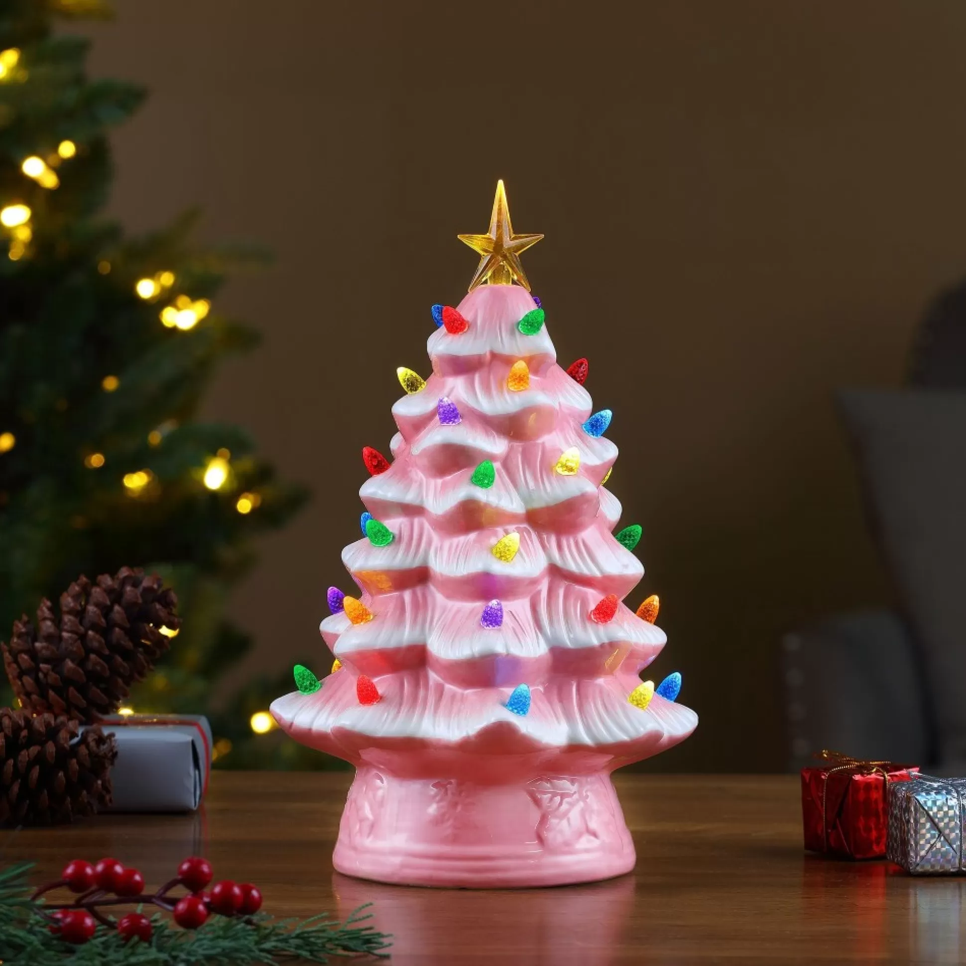 Best Sale Mr. Christmas 12" Nostalgic Ceramic Tree - Pink