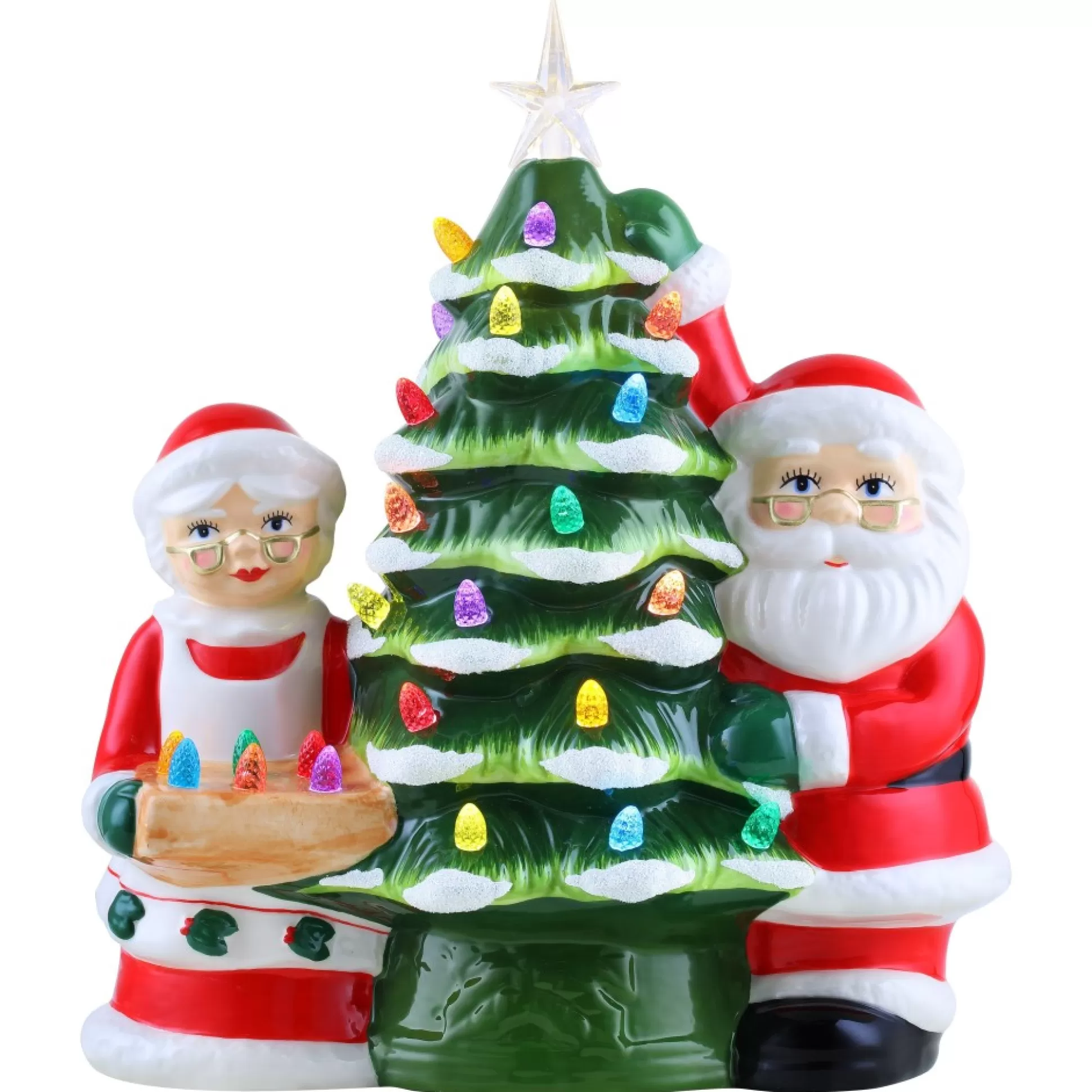 New Mr. Christmas 12" Santa & Mrs Claus Nostalgic Ceramic Tree