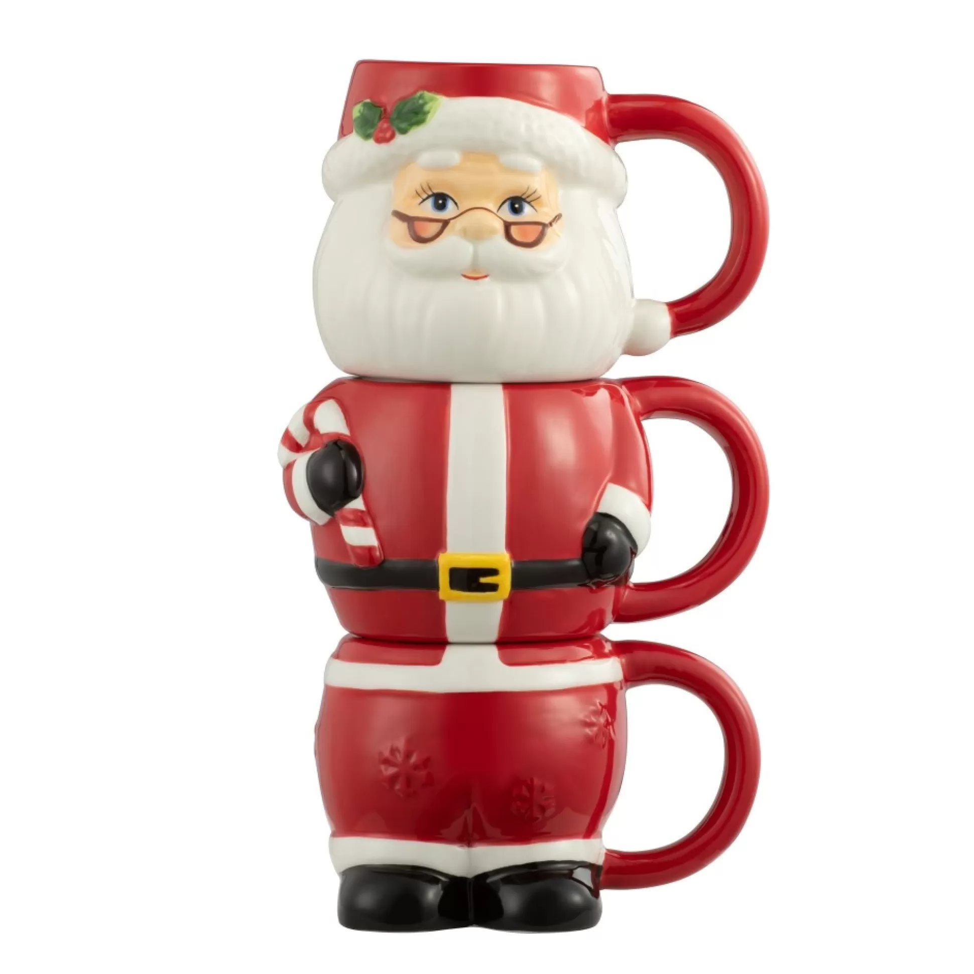 Best Sale Mr. Christmas 12Oz Set Of 3 Ceramic Stacking Mugs - Santa