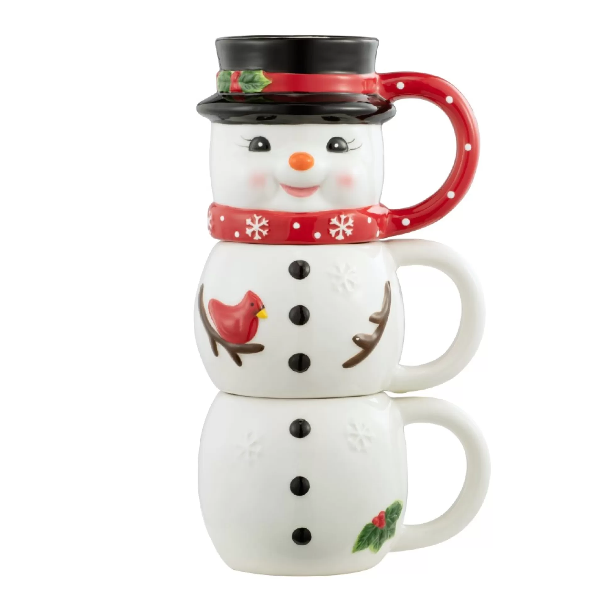 Hot Mr. Christmas 12Oz Set Of 3 Ceramic Stacking Mugs - Snowman
