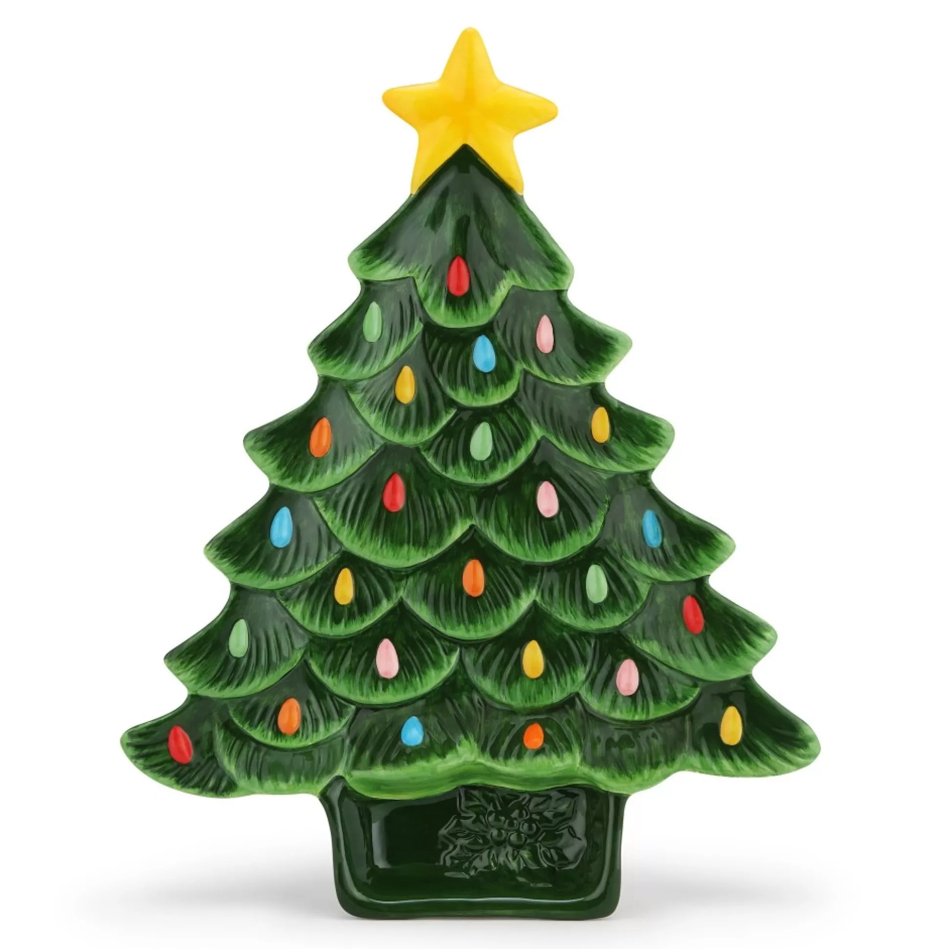 Clearance Mr. Christmas 14.25'' Nostalgic Ceramic Tree Dip Platter - Green