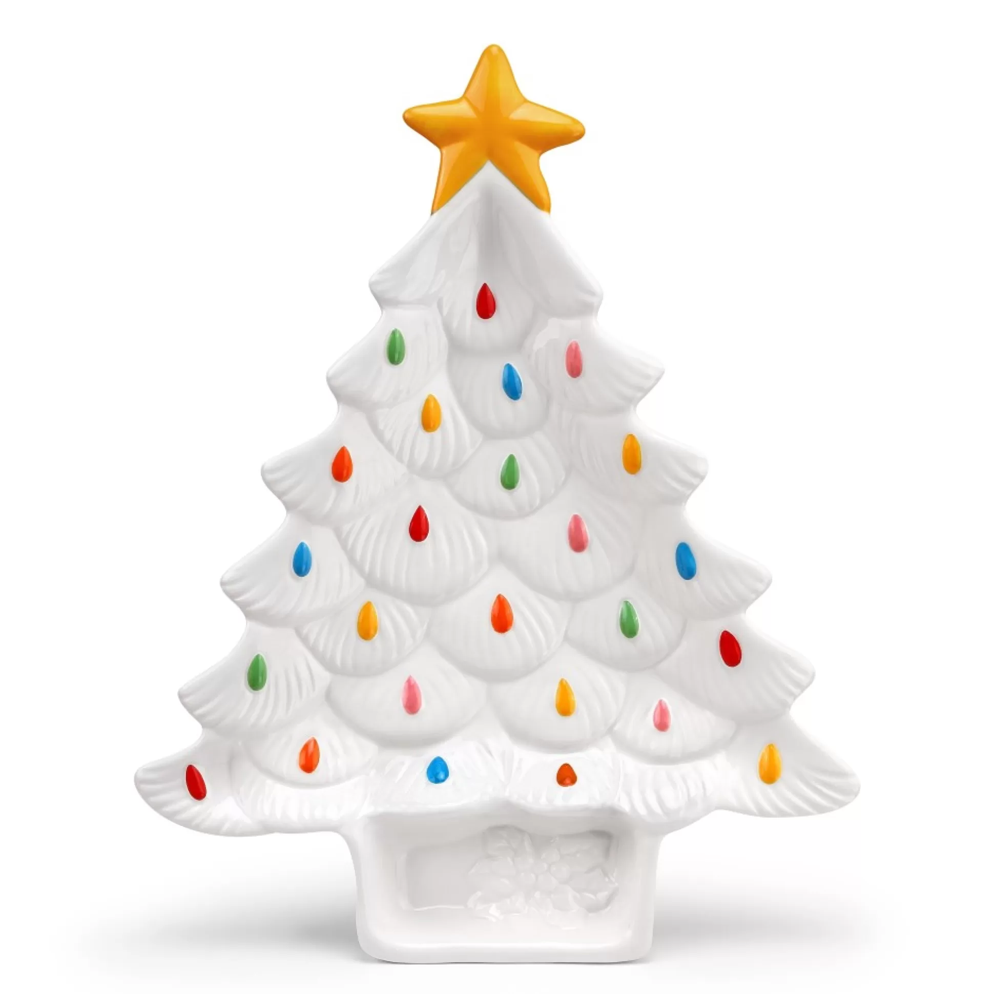 Sale Mr. Christmas 14.25'' Nostalgic Ceramic Tree Dip Platter - White