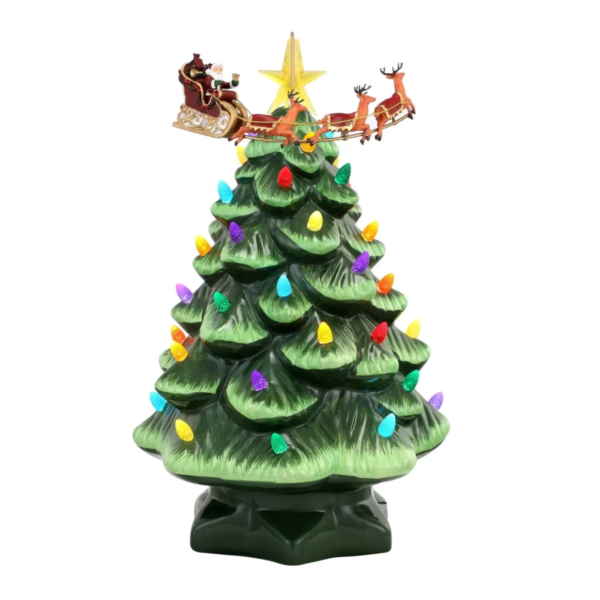 Clearance Mr. Christmas 14" Animated Nostalgic Ceramic Tree - Santa's Sleigh