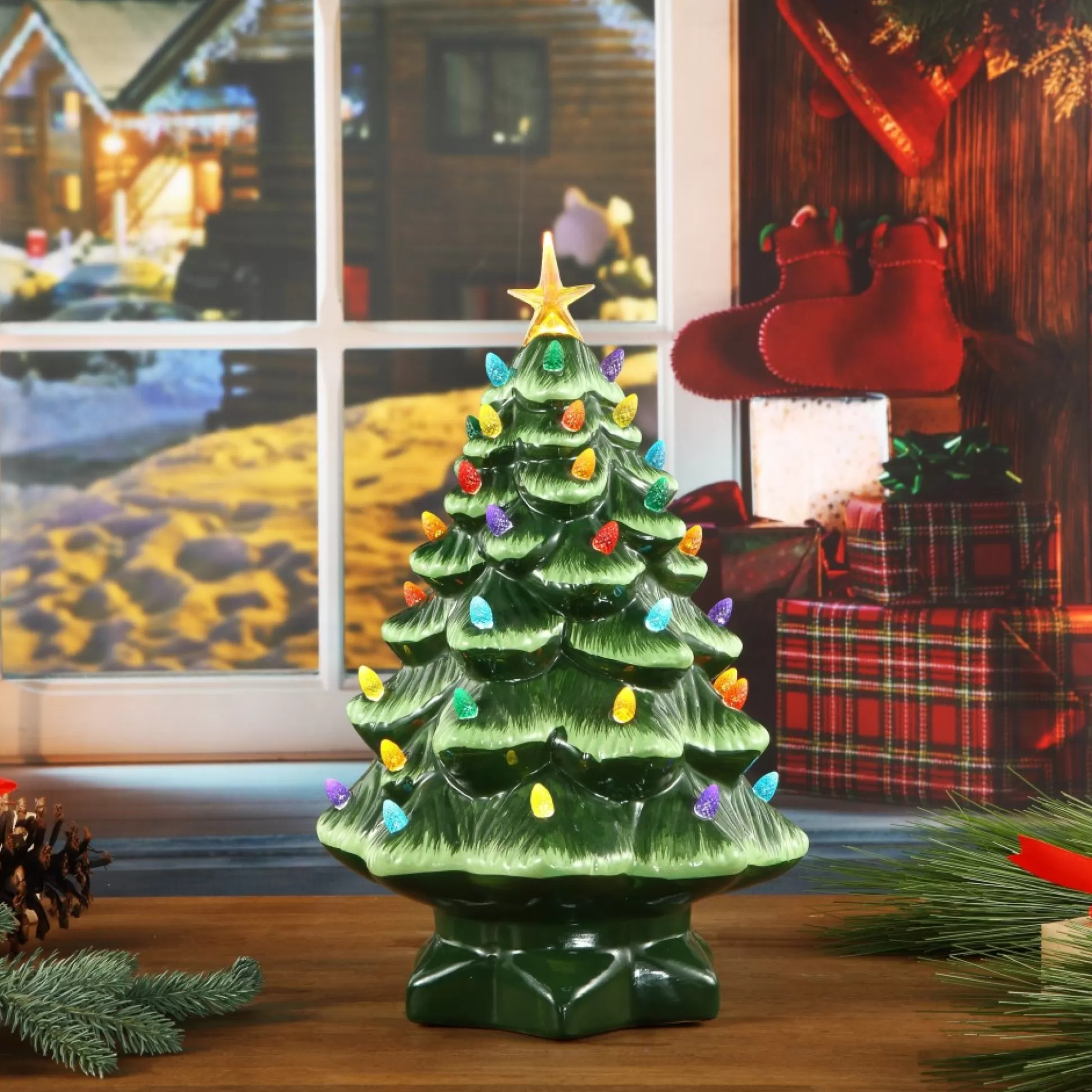 Fashion Mr. Christmas 14" Nostalgic Ceramic Tree - Green