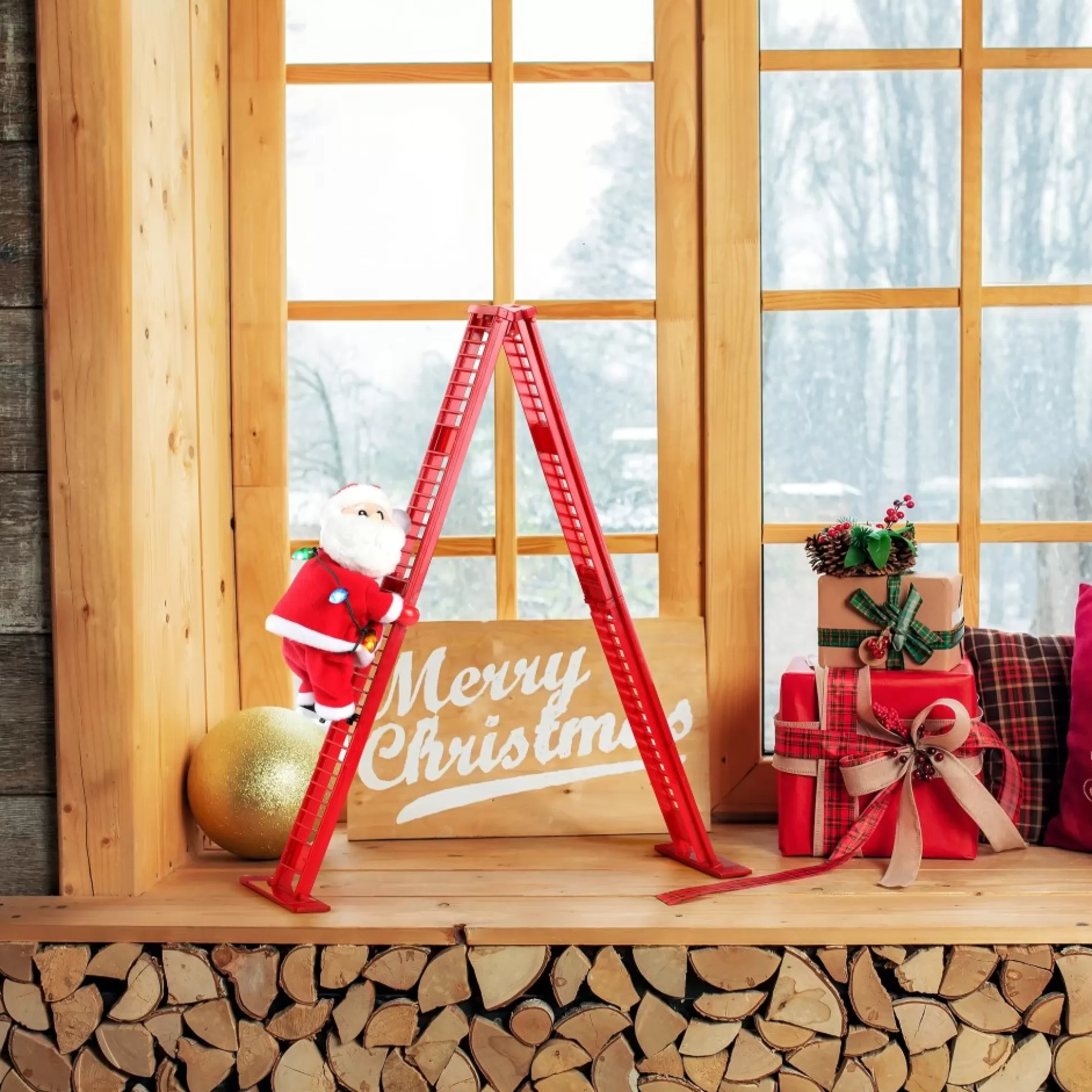 Outlet Mr. Christmas 17" Animated Tabletop Climbing White Santa