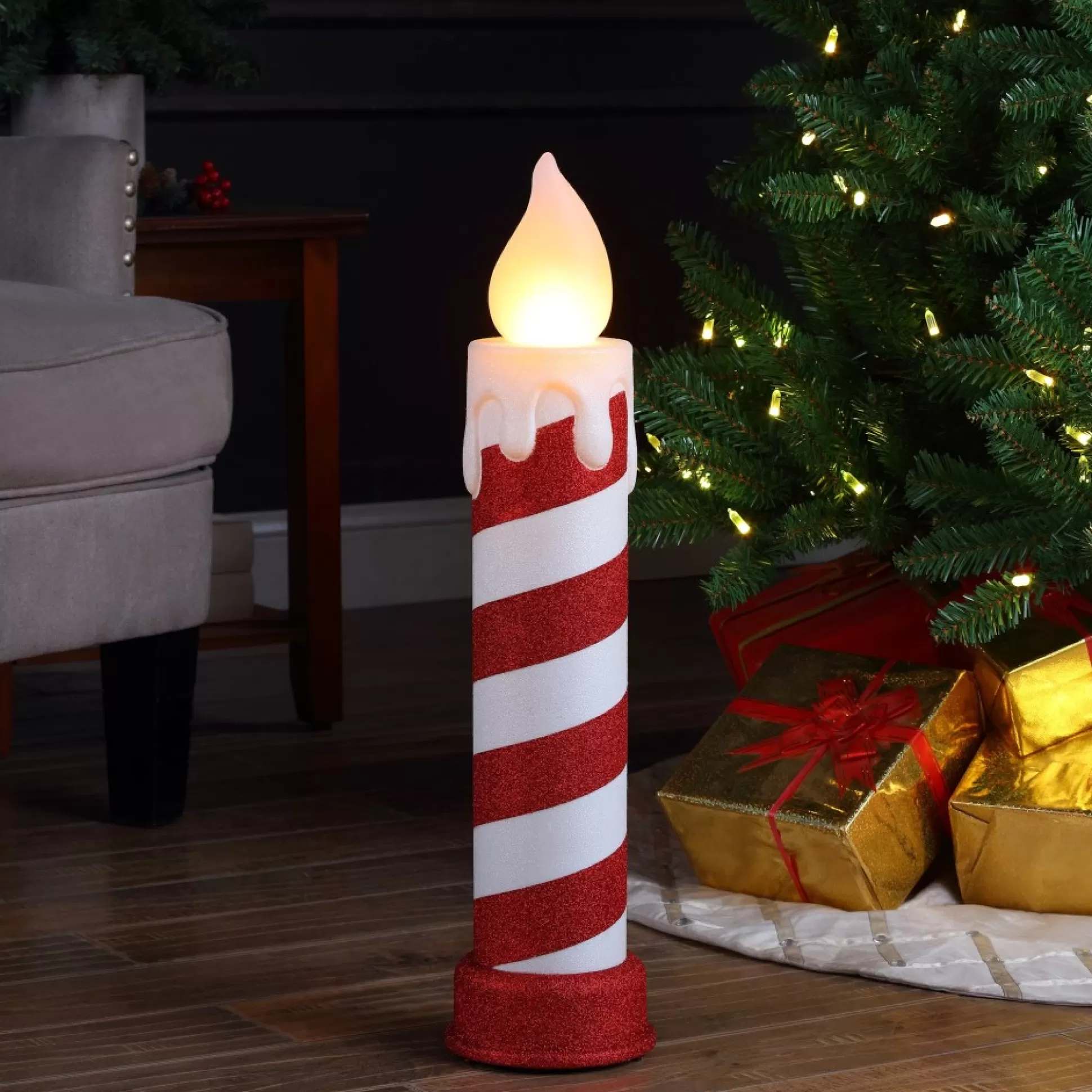 Shop Mr. Christmas 24" Glittery Blow Mold Candle - Red & White