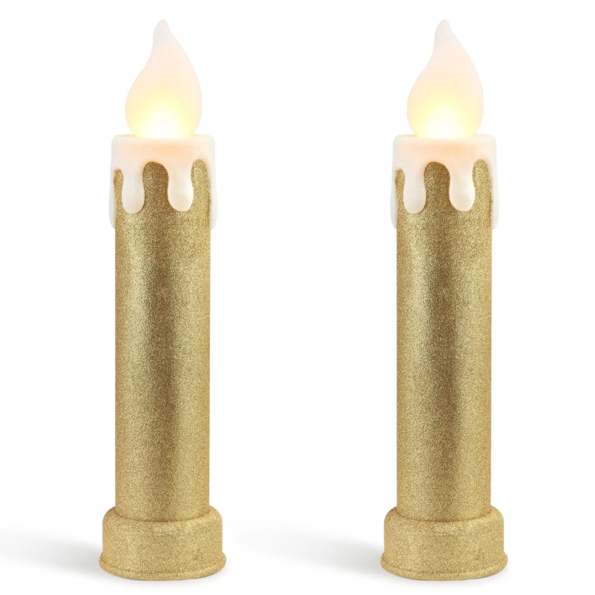 New Mr. Christmas 24" Set Of 2 Blow Mold Candles - Gold