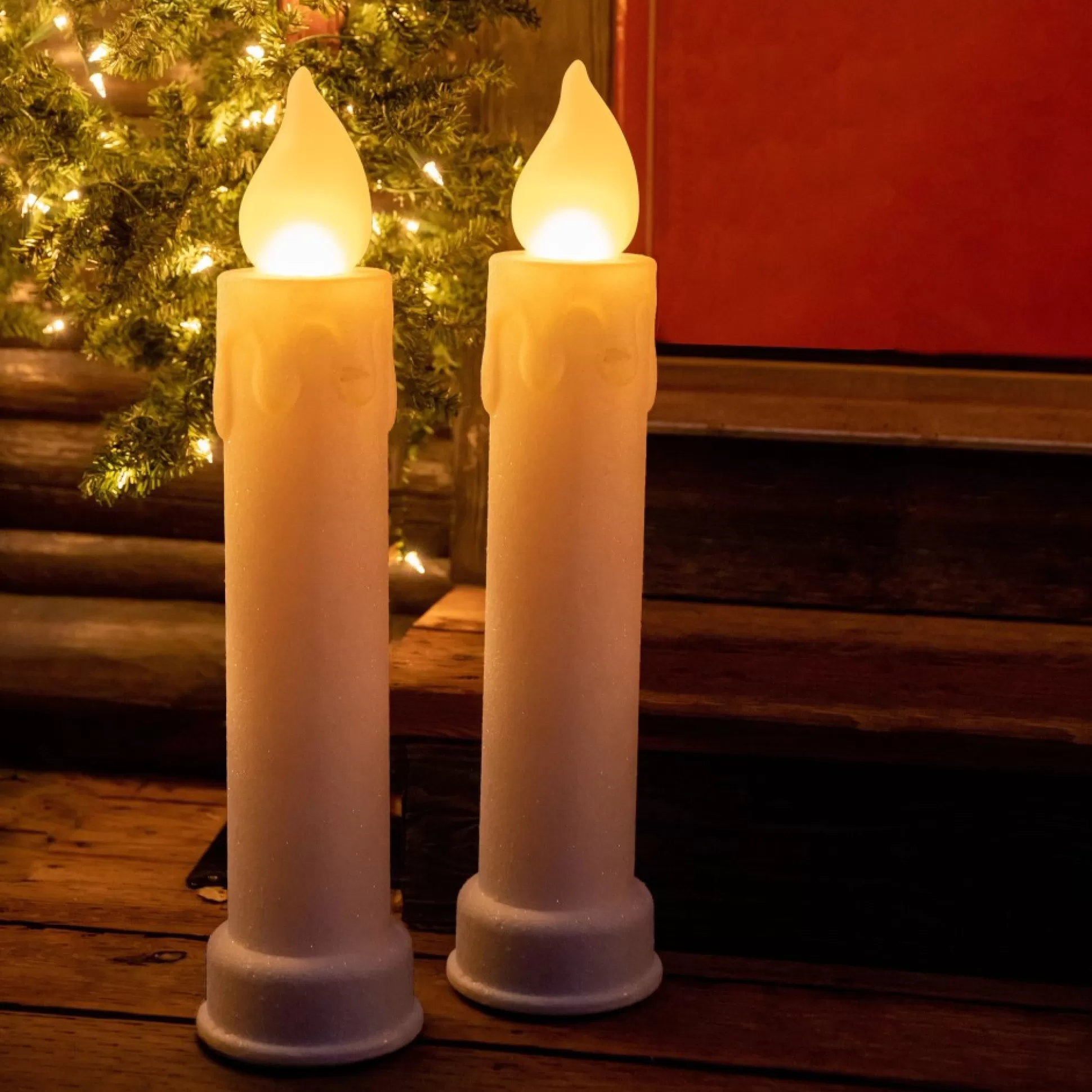 New Mr. Christmas 24" Set Of 2 Blow Mold Candles - Ivory