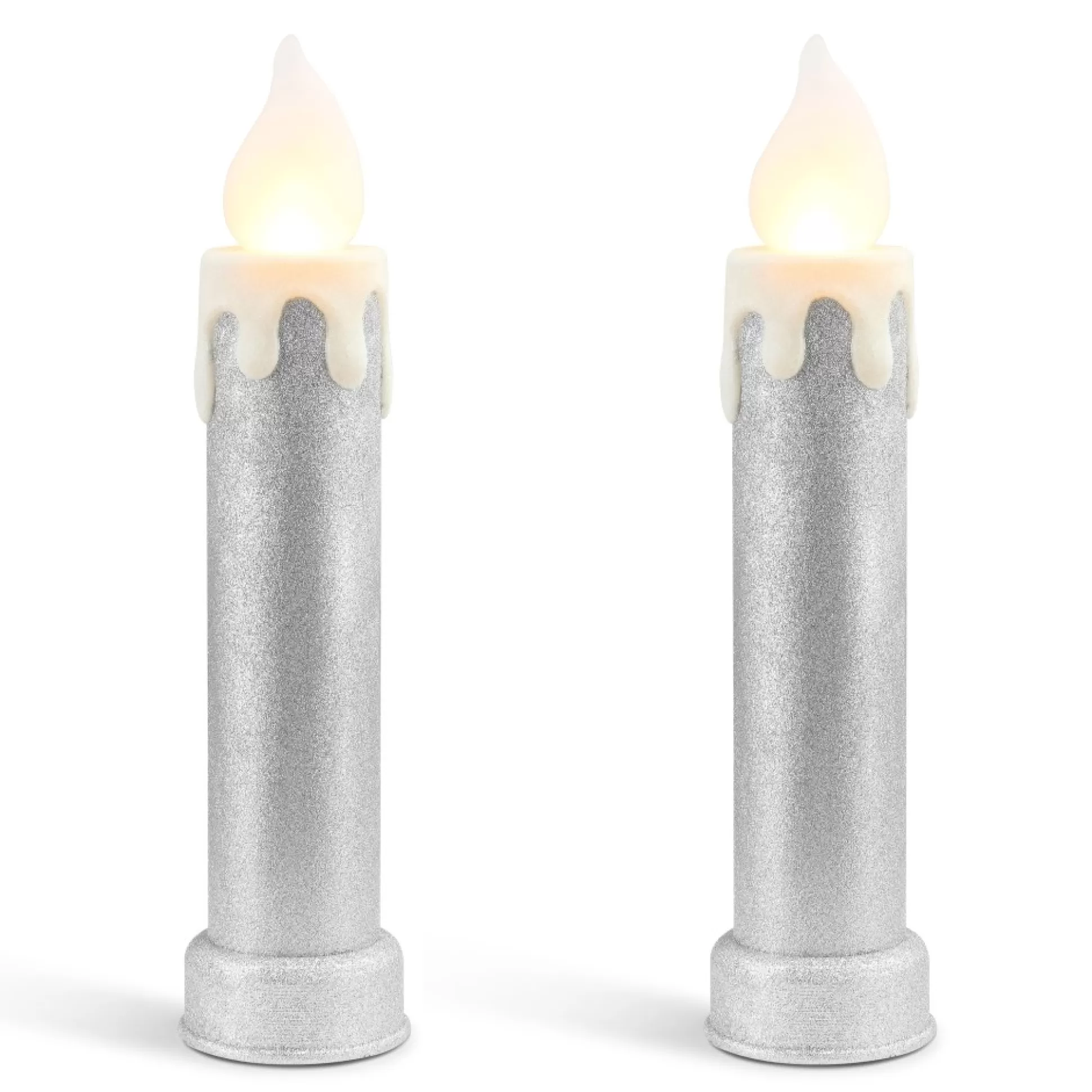 Clearance Mr. Christmas 24" Set Of 2 Blow Mold Candles - Silver