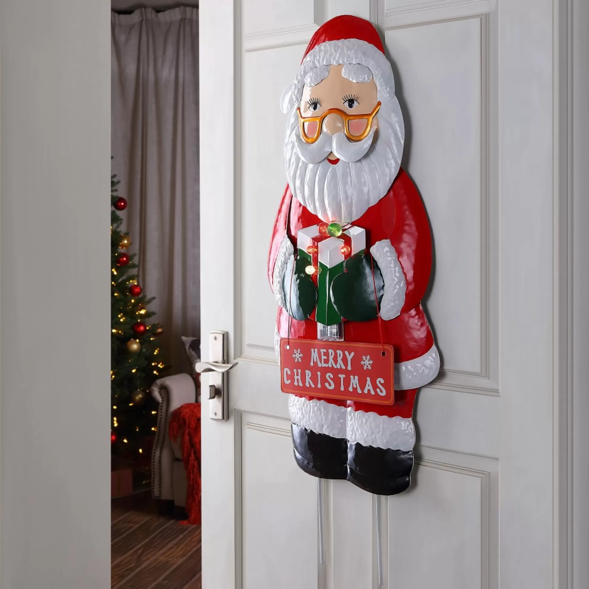 Store Mr. Christmas 32.5" Outdoor Metal Santa Sign