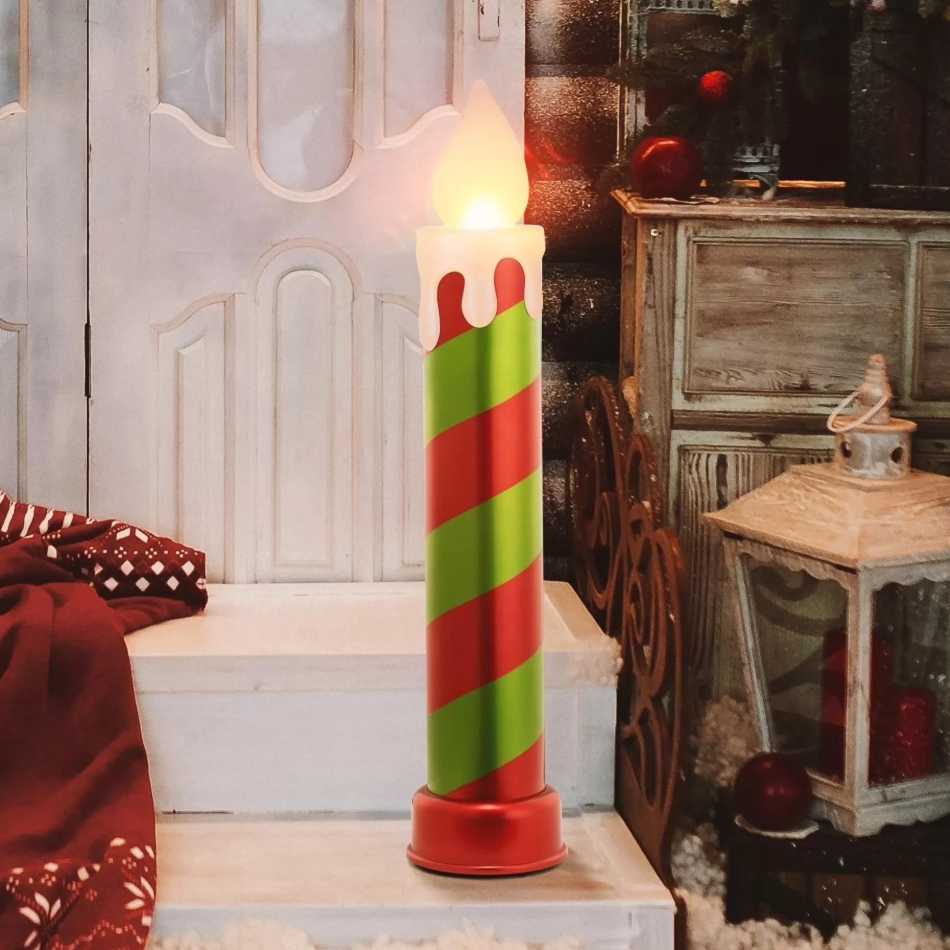 Best Mr. Christmas 36" Metallic Blow Mold Candle - Red & Green
