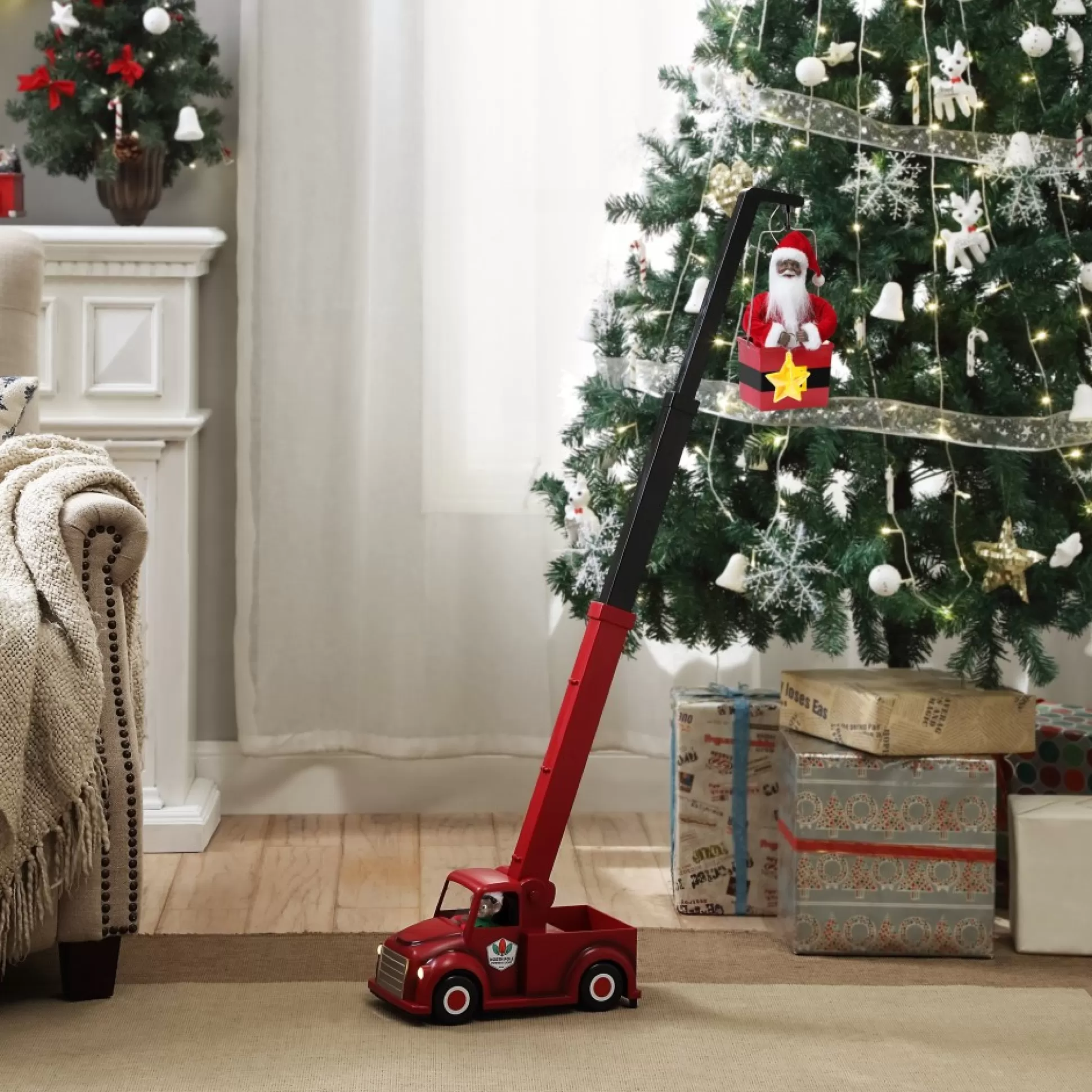 Sale Mr. Christmas 43" Animated North Pole Lighting Crew - Black Santa