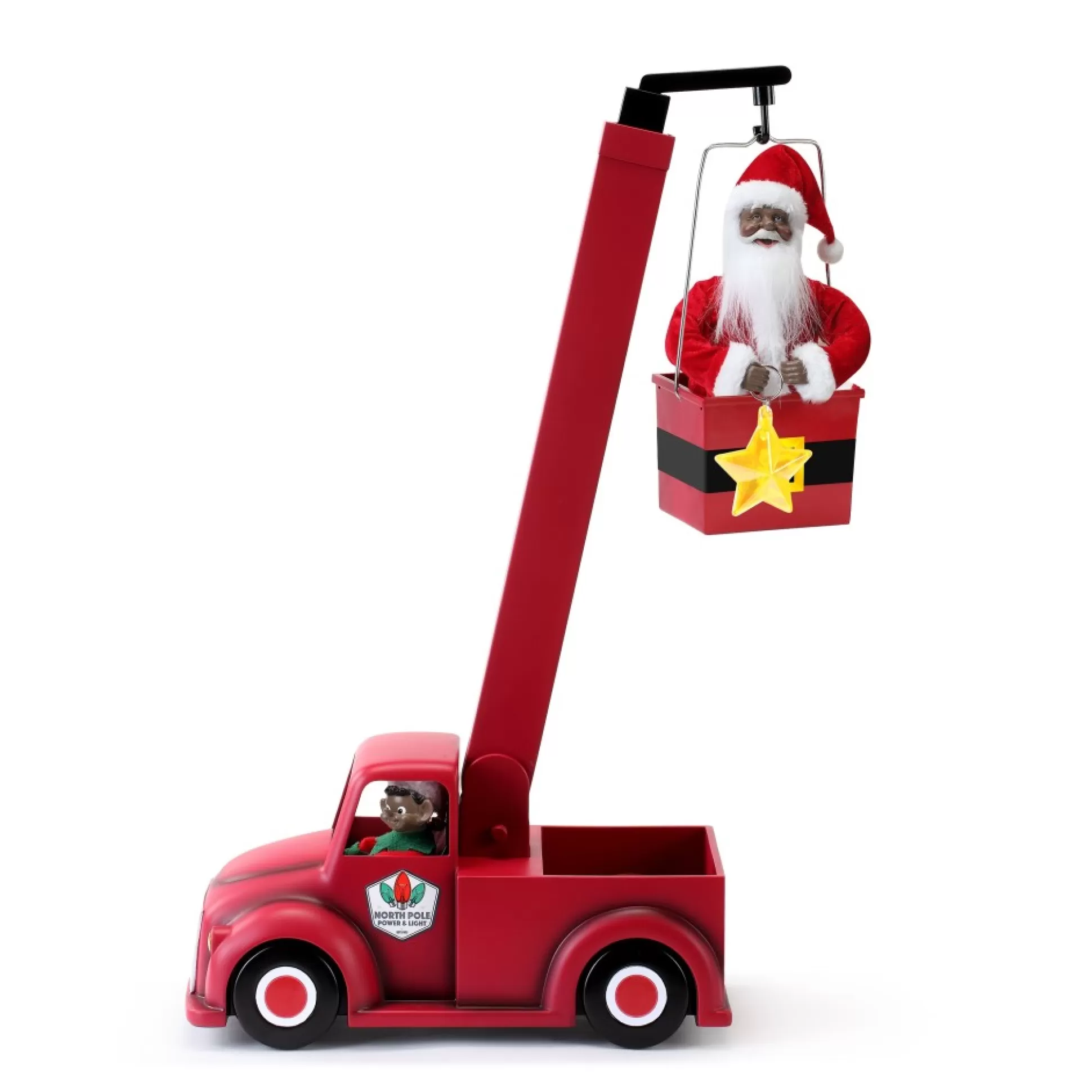 Sale Mr. Christmas 43" Animated North Pole Lighting Crew - Black Santa