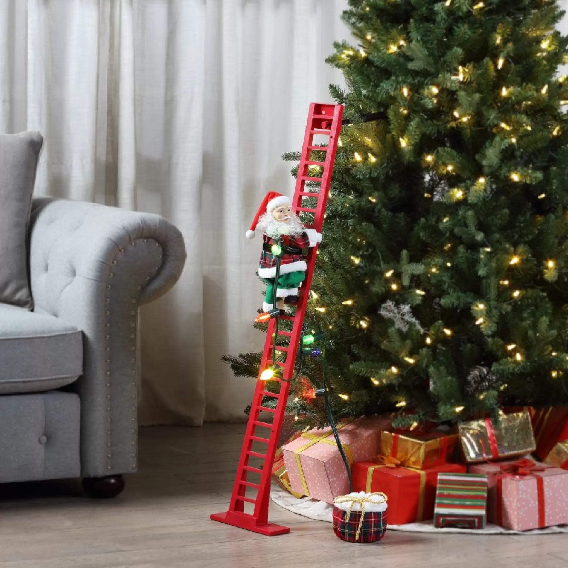 Flash Sale Mr. Christmas 43" Animated Super Climbing Plaid Santa