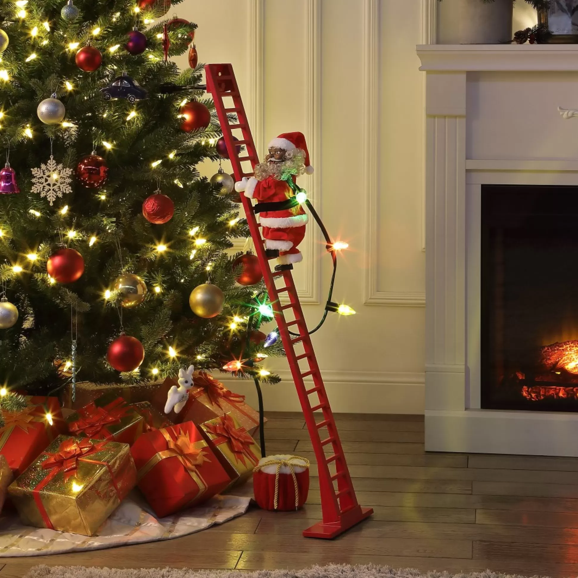 Outlet Mr. Christmas 43" Animated Super Climbing Sculpted Black Santa