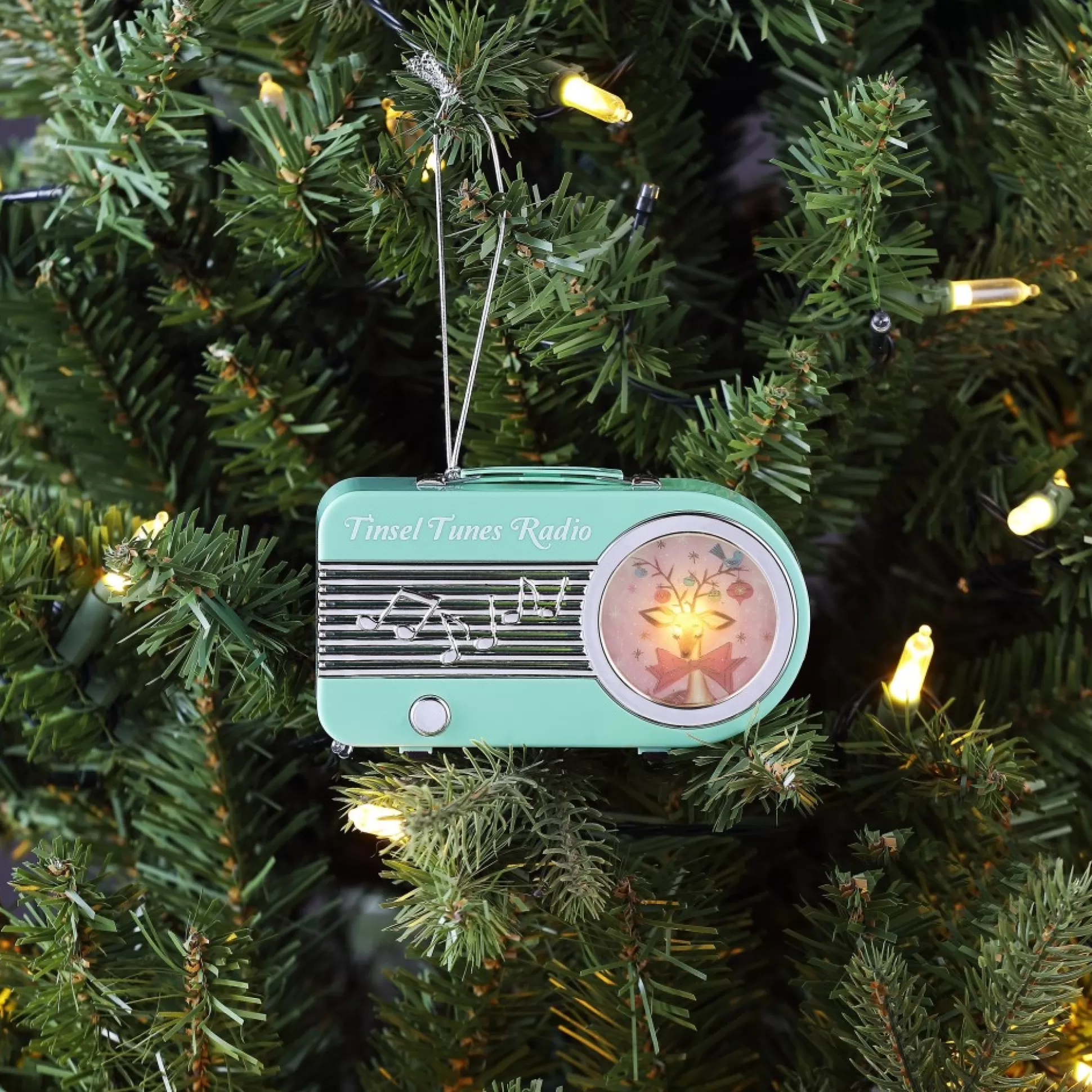 Clearance Mr. Christmas 4.75" Retro Radio Ornament - Teal