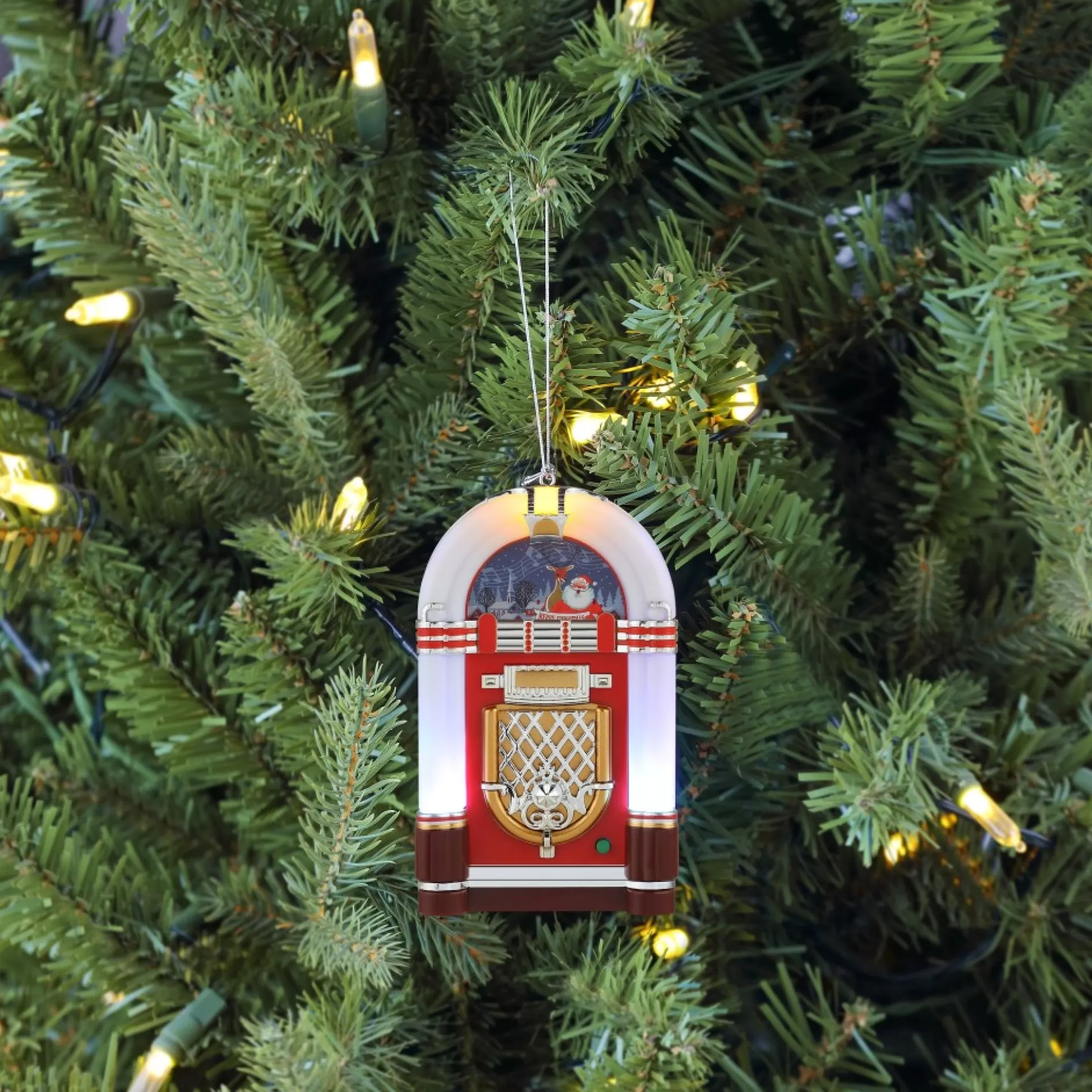 Hot Mr. Christmas 4.9" Retro Jukebox Ornament - White