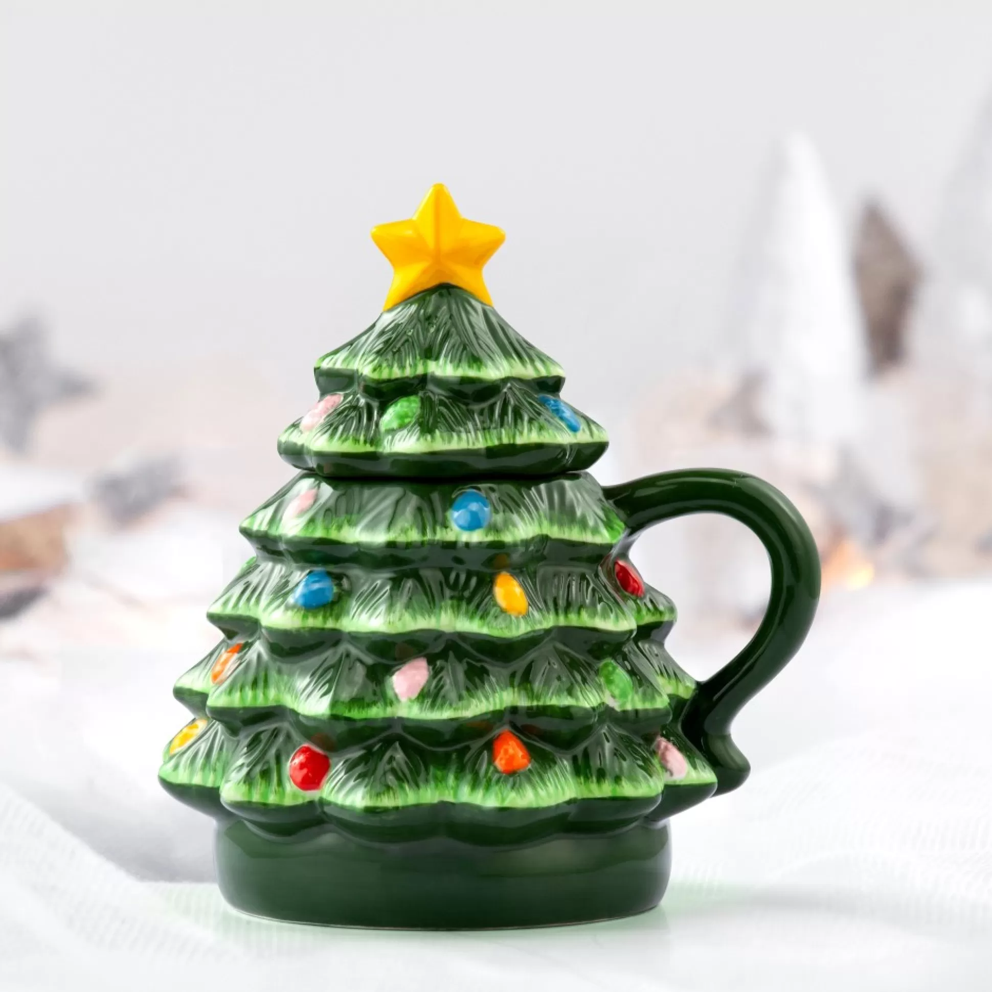 Hot Mr. Christmas 6" Nostalgic Ceramic Tree Lidded Mug