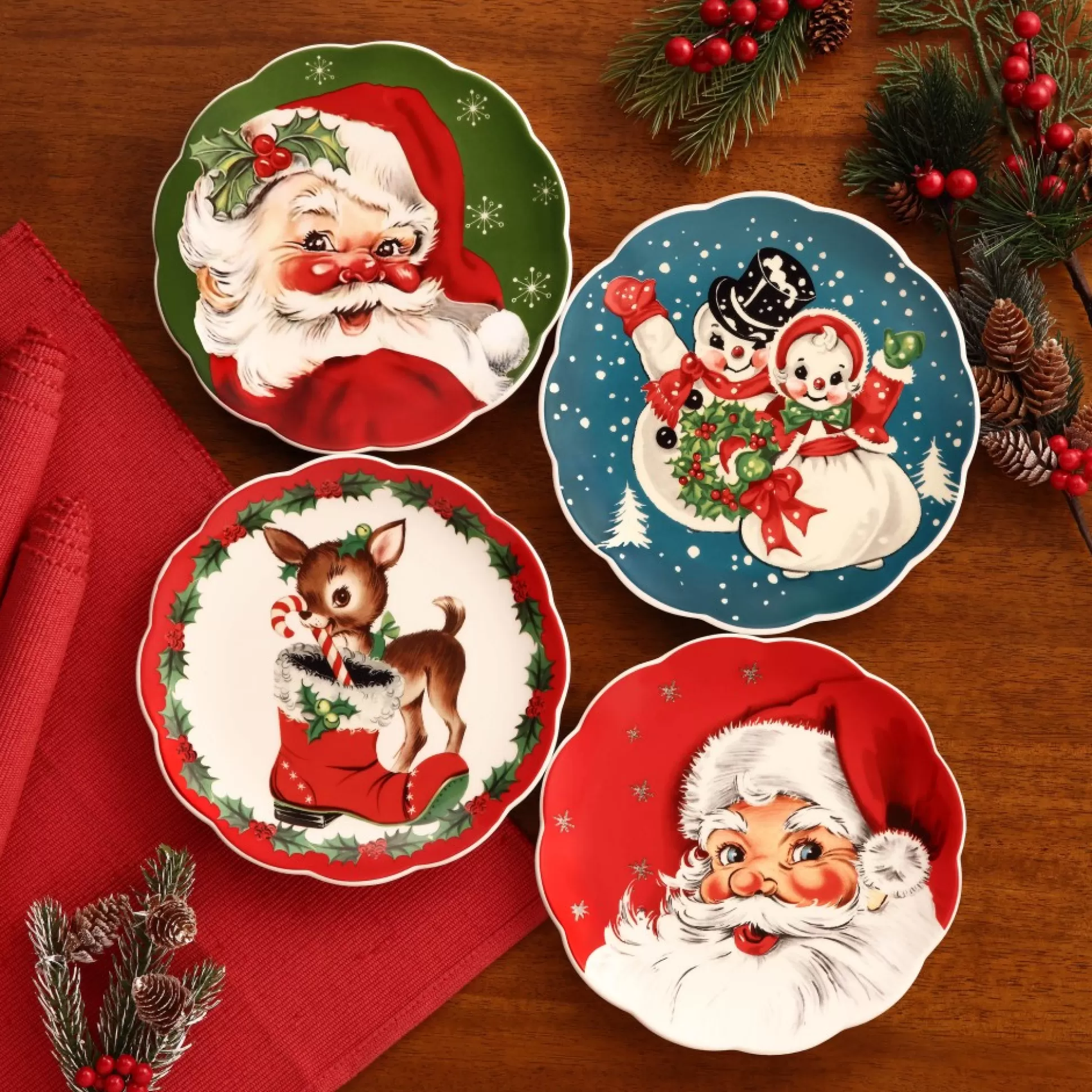 Online Mr. Christmas 8.5" Set Of 4 Nostalgic Ceramic Plates