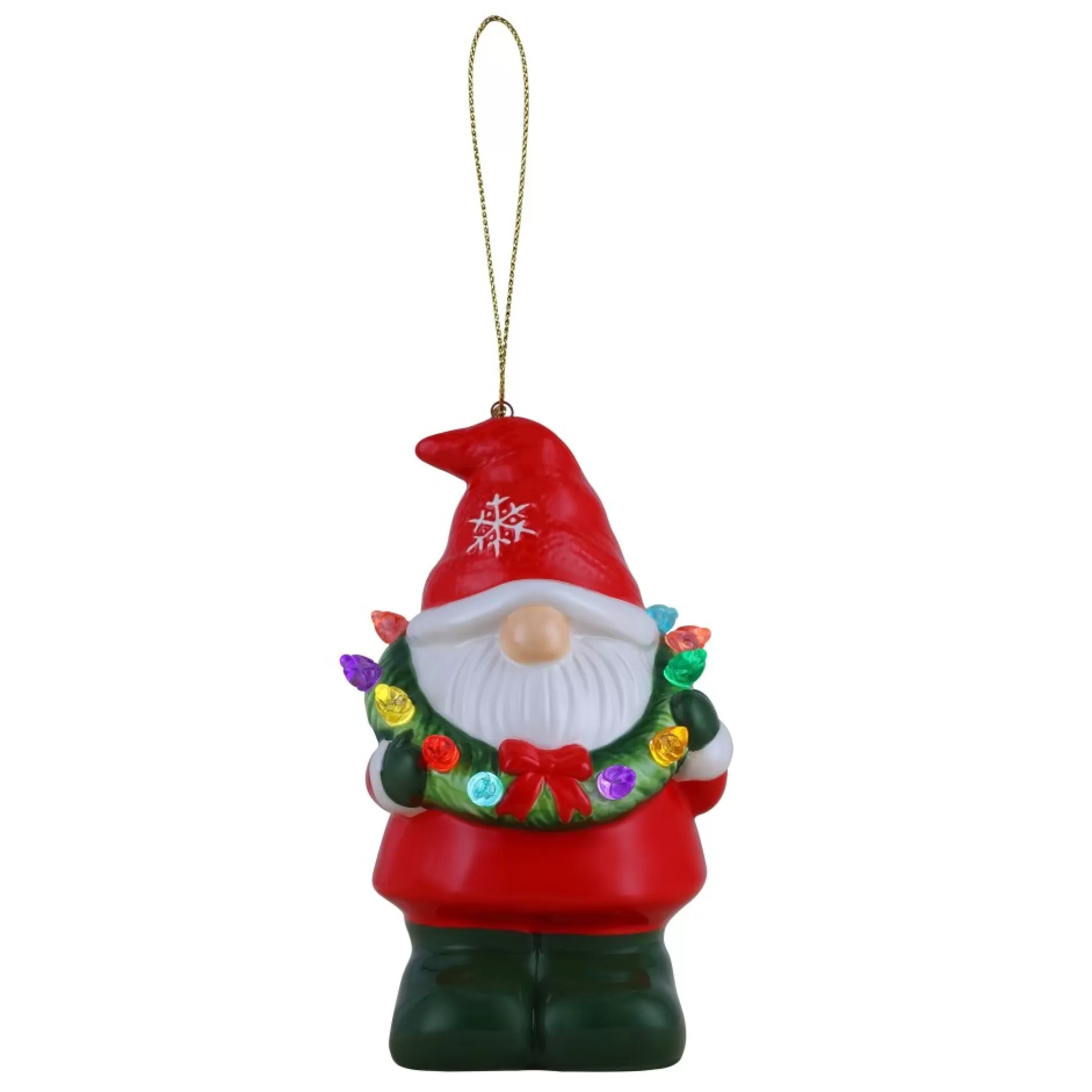 Clearance Mr. Christmas Mini Nostalgic Ceramic Figure - Gnome With Wreath