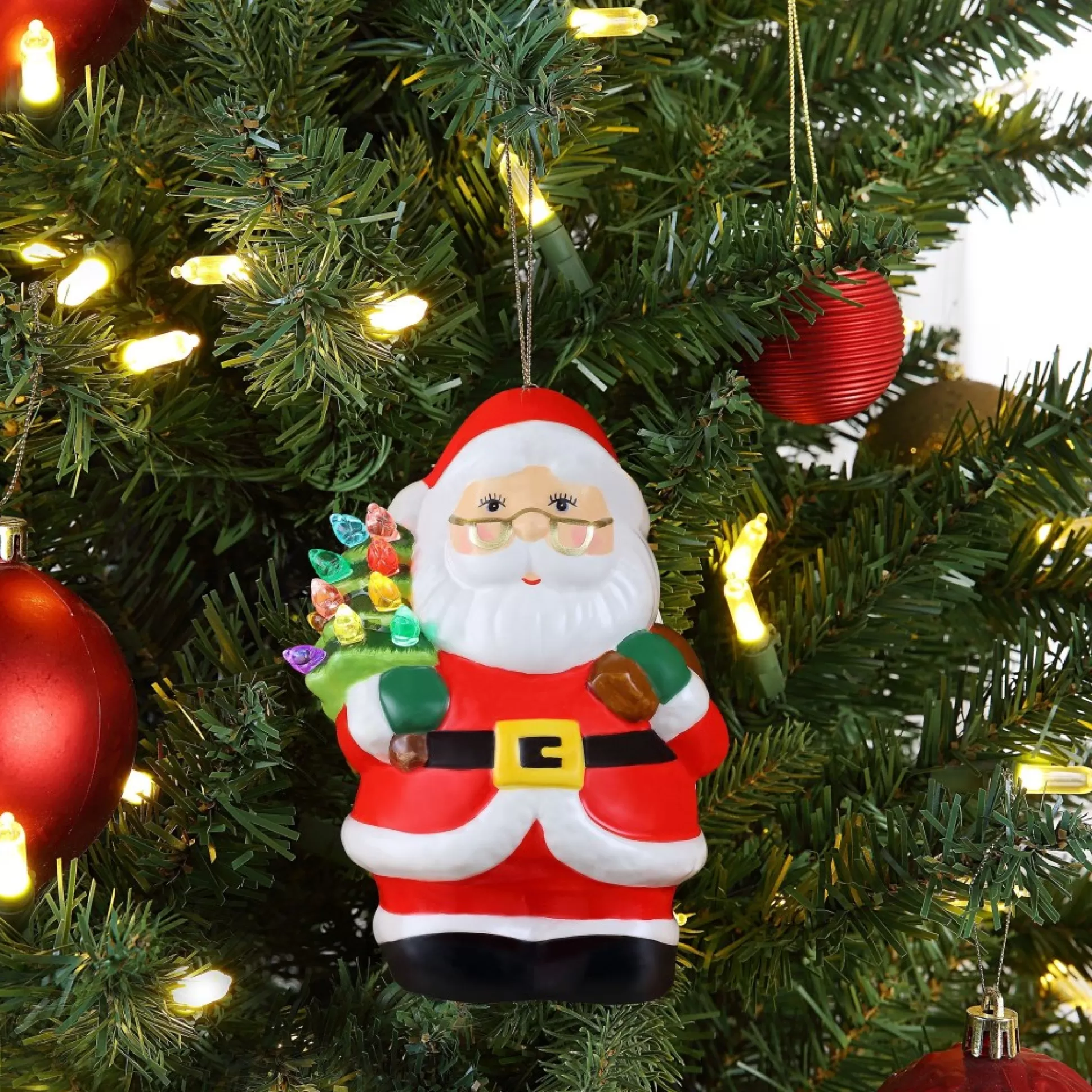 Store Mr. Christmas Mini Nostalgic Ceramic Figure - White Santa