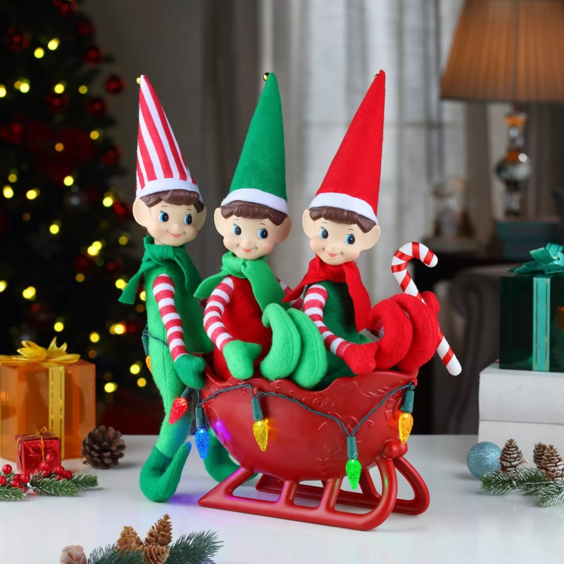 Best Sale Mr. Christmas Musical Tabletop Elves In Sleigh