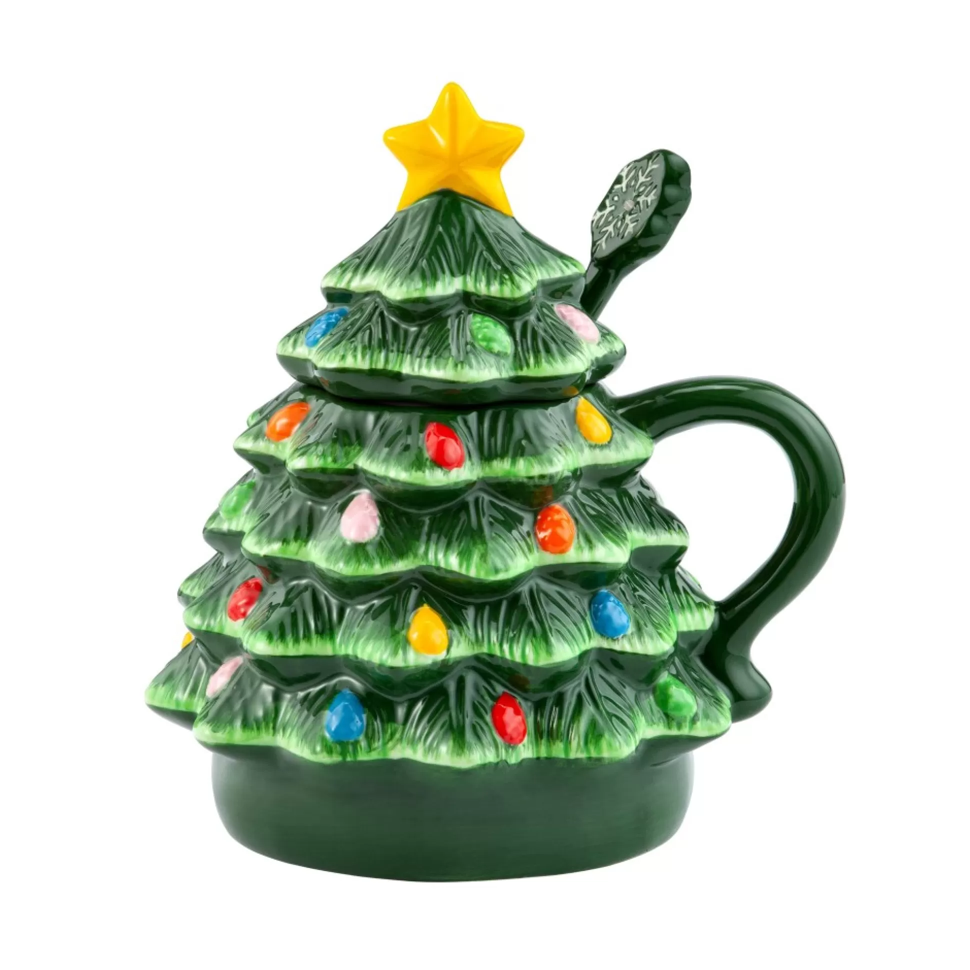 Clearance Mr. Christmas Nostalgic Ceramic Tree Lidded Mug With Spoon - Green
