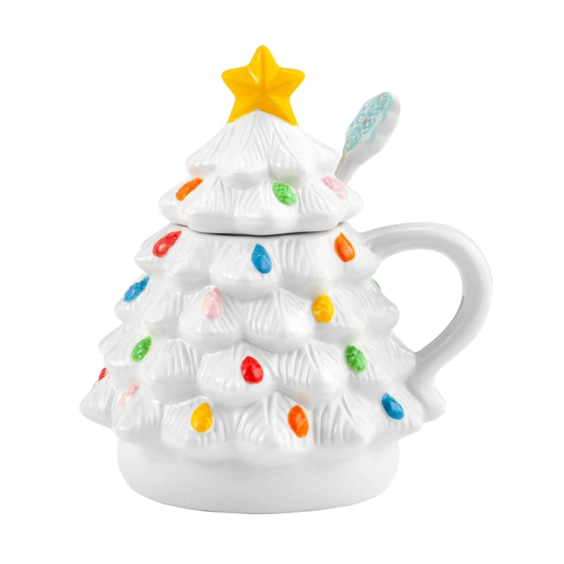 Cheap Mr. Christmas Nostalgic Ceramic Tree Lidded Mug With Spoon - White
