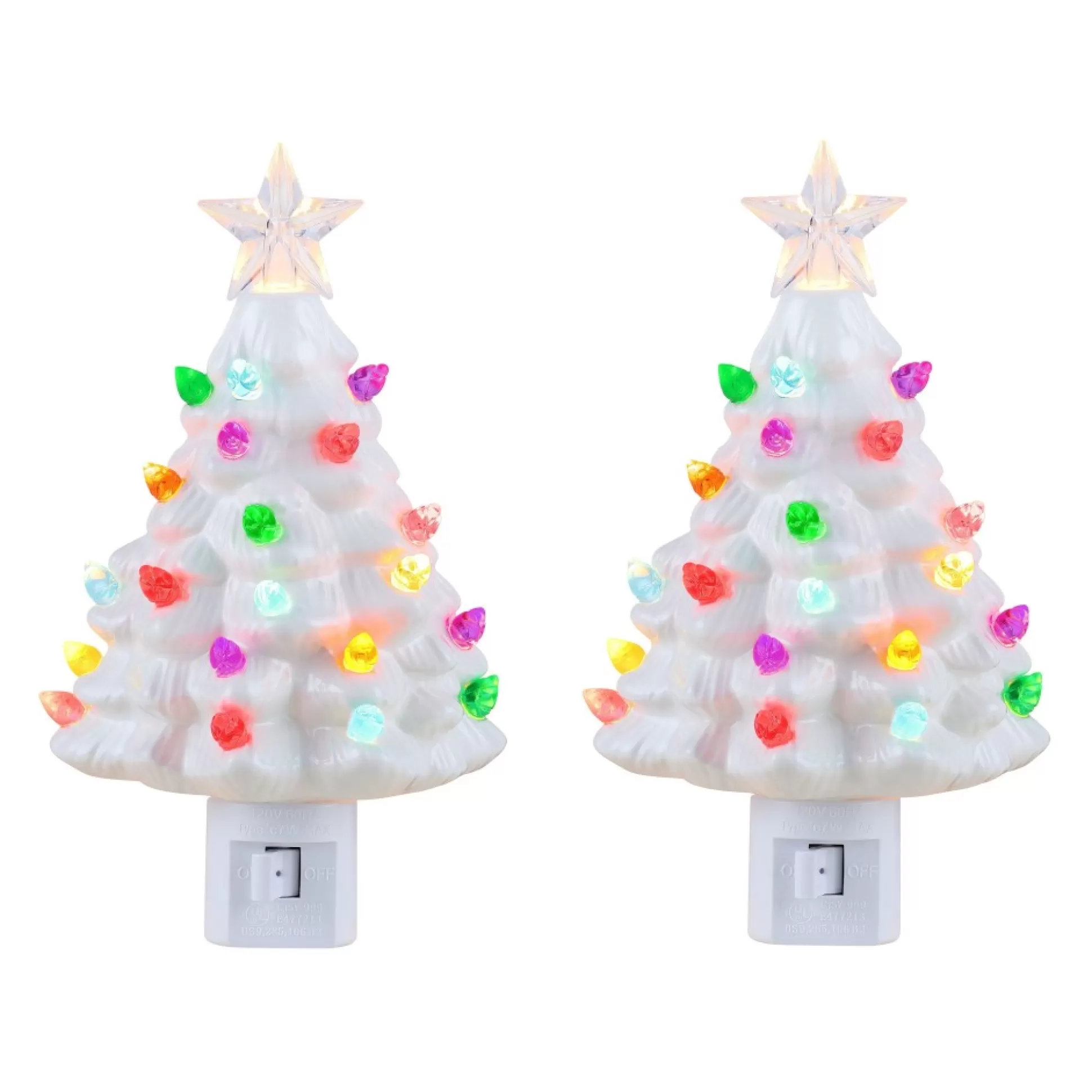 Cheap Mr. Christmas Set Of 2 Nostalgic Ceramic Tree Nightlights - White
